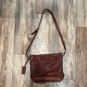Elegant Brown Woven Leather Shoulder Bag